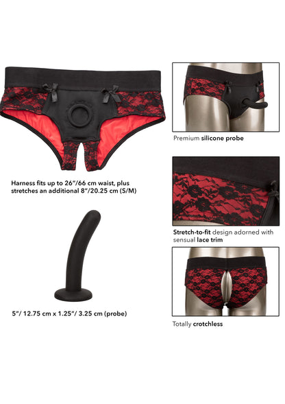 CalExotics Scandal Crotchless Pegging Panty Set S/M BLACK - 5
