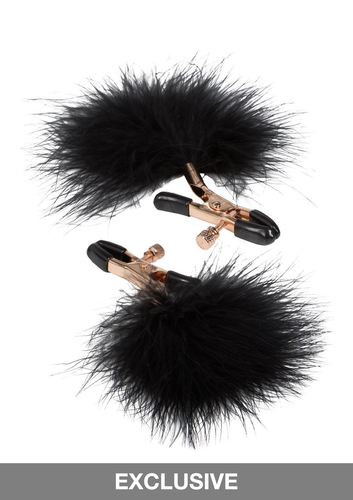 CalExotics Entice Accessories Feather Nipplettes BLACK - 0