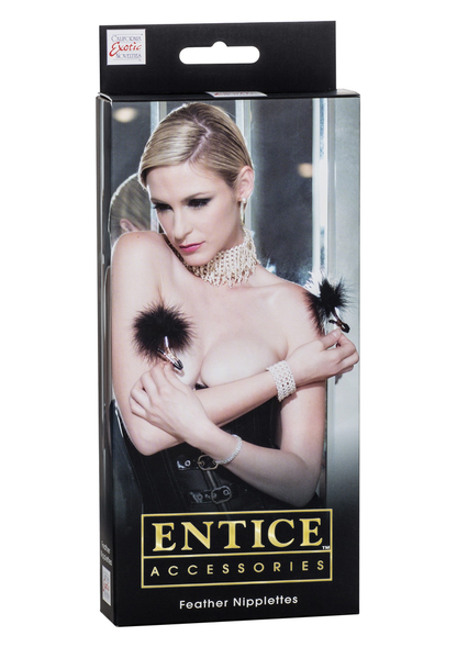 CalExotics Entice Accessories Feather Nipplettes BLACK - 2