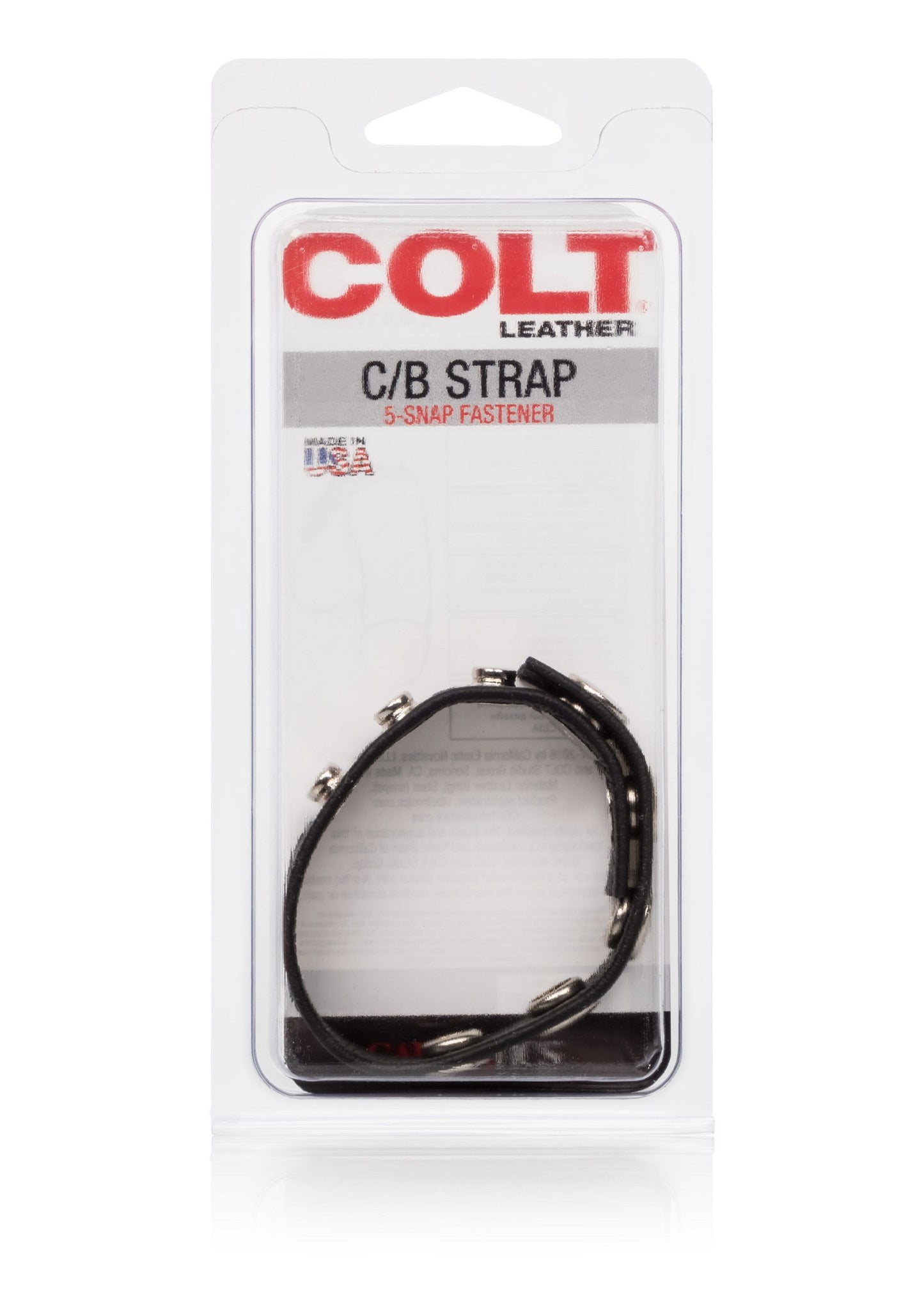 CalExotics COLT Leather C/B Strap 5-Snap Fastener BLACK - 1