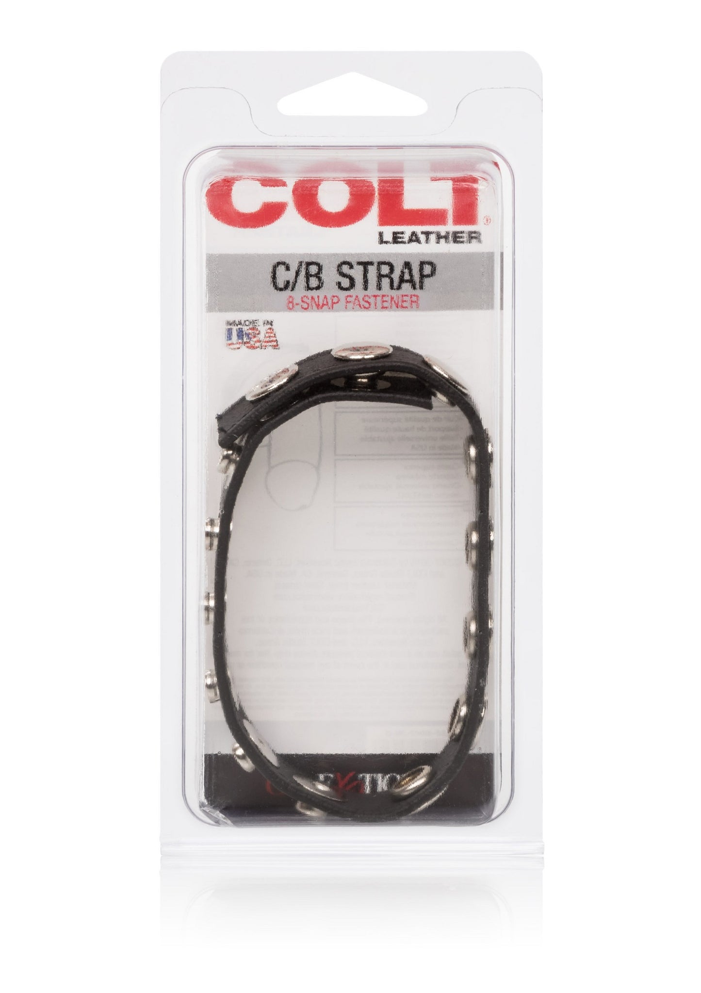 CalExotics COLT Leather C/B Strap 8-Snap Fastener BLACK - 2