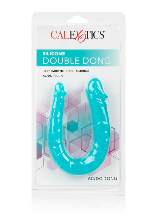CalExotics Silicone Double Dong AC/DC Dong - Aqua