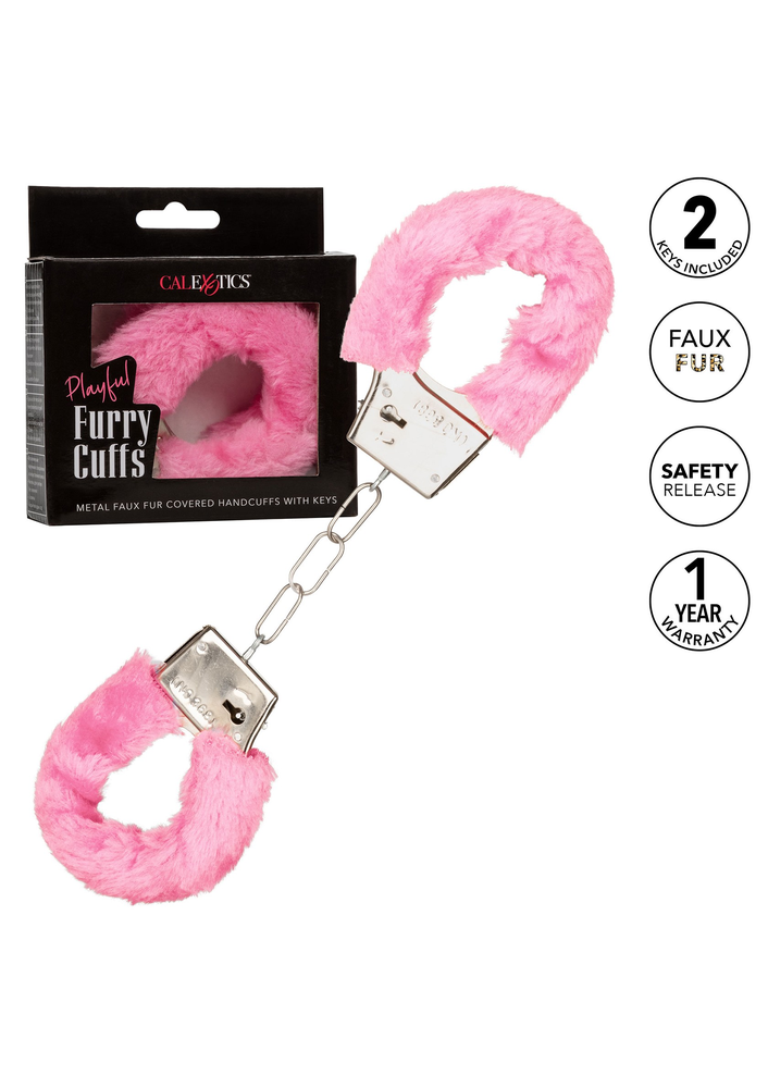 CalExotics Playful Furry Cuffs PINK - 1