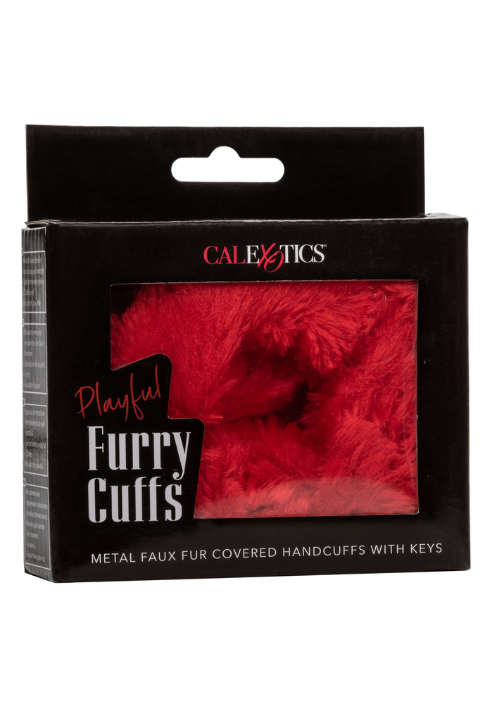 CalExotics Playful Furry Cuffs RED - 6