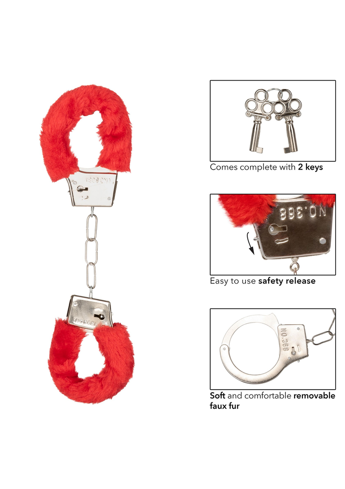 CalExotics Playful Furry Cuffs RED - 7