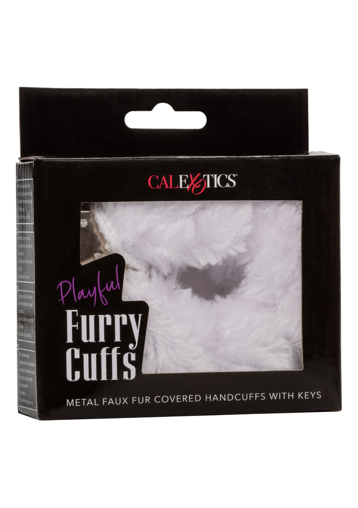 CalExotics Playful Furry Cuffs WHITE - 6