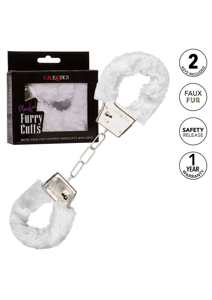 CalExotics Playful Furry Cuffs WHITE - 10
