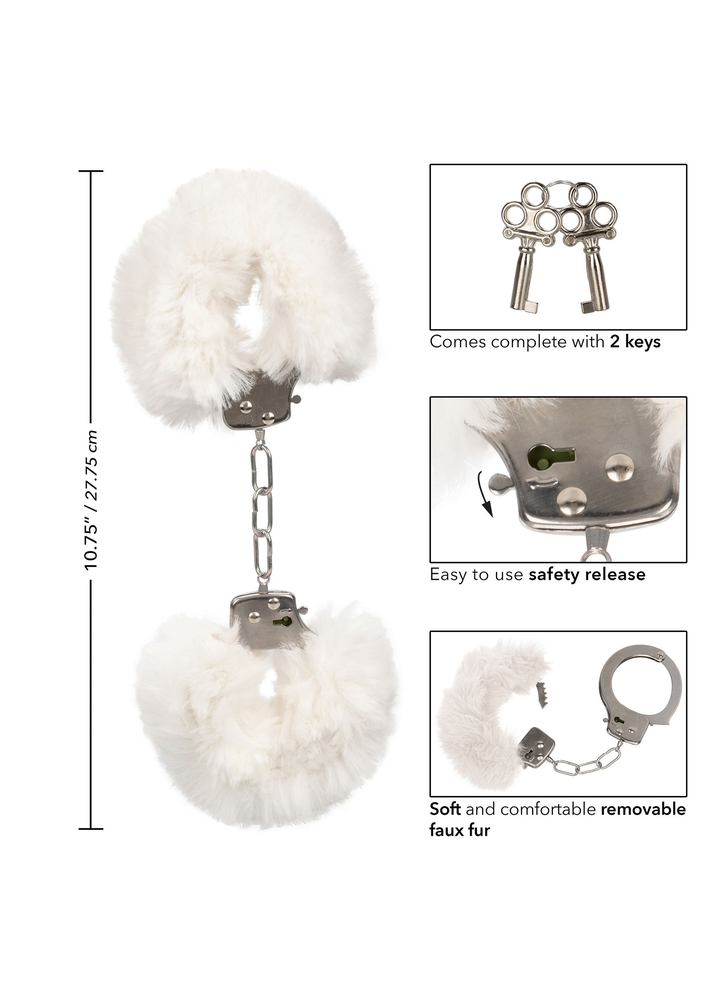 CalExotics Ultra Fluffy Furry Cuffs WHITE - 4