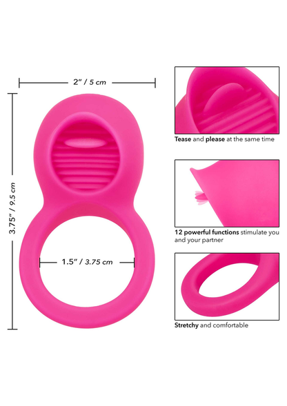 CalExotics Silicone Rechargeable Teasing Tongue Enhancer PINK - 4