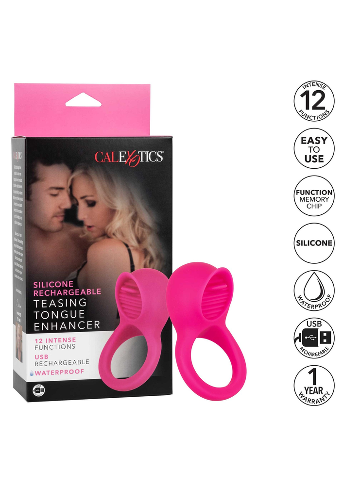 CalExotics Silicone Rechargeable Teasing Tongue Enhancer PINK - 6