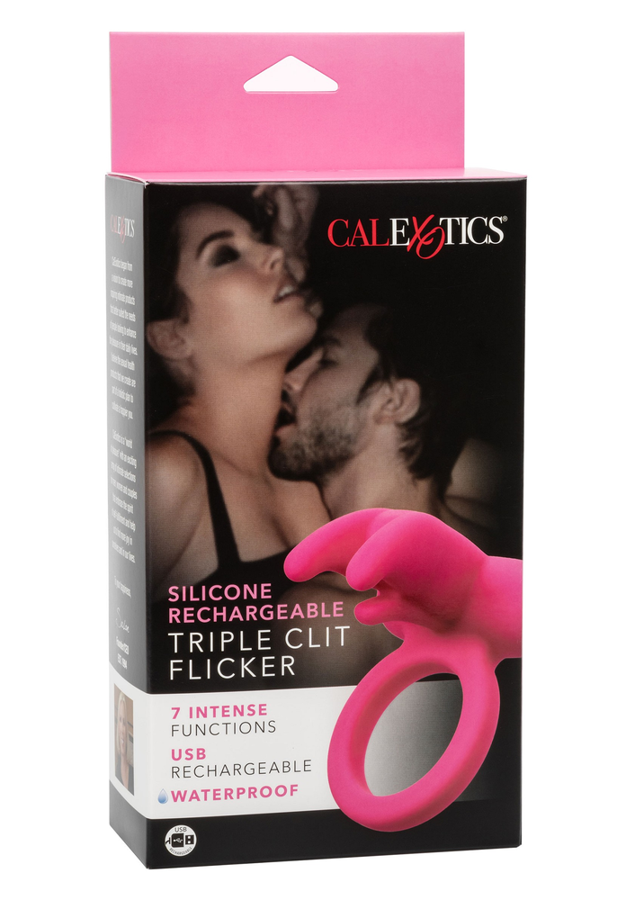 CalExotics Silicone Rechargeable Triple Clit Flicker PINK - 0