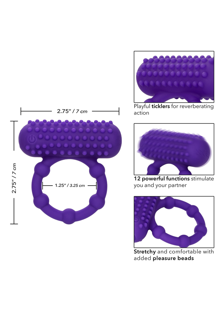 CalExotics Silicone Rechargeable 5 Bead Maximus Ring PURPLE - 8