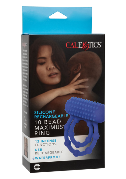 CalExotics Silicone Rechargeable 10 Bead Maximus Ring BLUE - 5