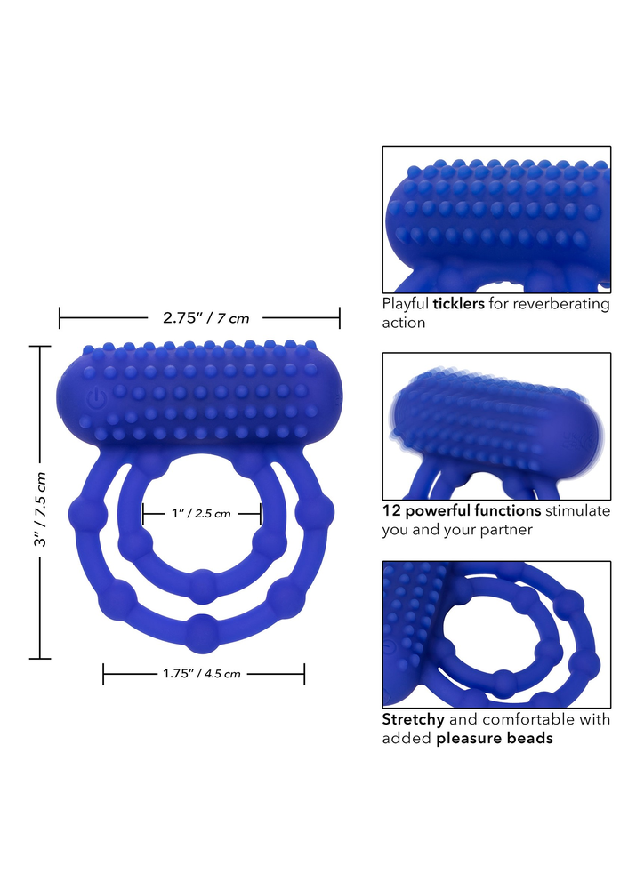 CalExotics Silicone Rechargeable 10 Bead Maximus Ring BLUE - 4