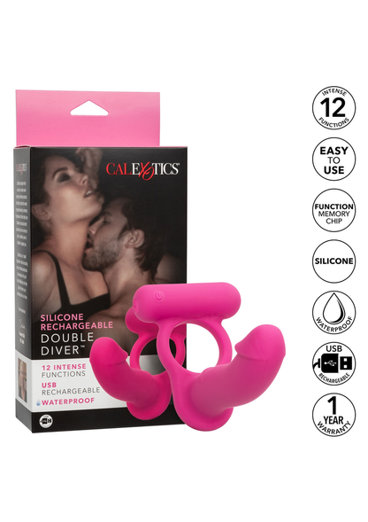 CalExotics Silicone Rechargeable Double Diver PINK - 3