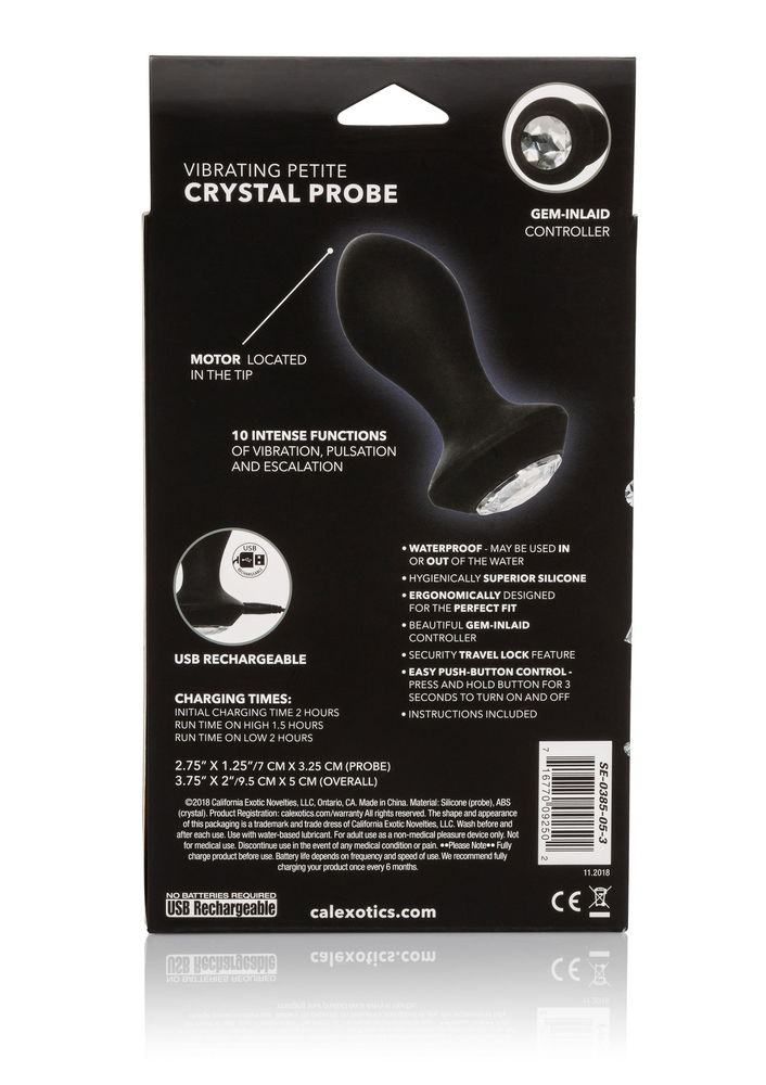 CalExotics Power Gem Vibrating Petite Crystal Probe BLACK - 6