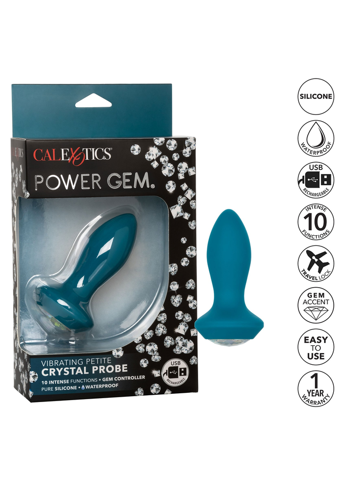 CalExotics Power Gem Vibrating Petite Crystal Probe BLUE - 7