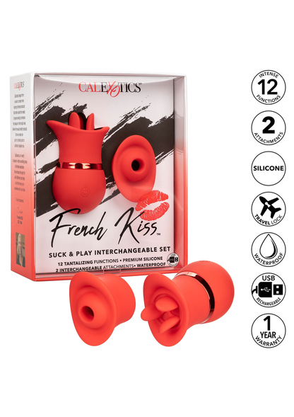 CalExotics French Kiss Suck & Play Interchangeable Set RED - 135