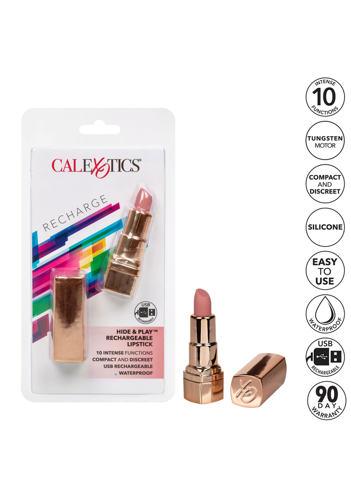 CalExotics Hide & Play Rechargeable Lipstick PINK - 8