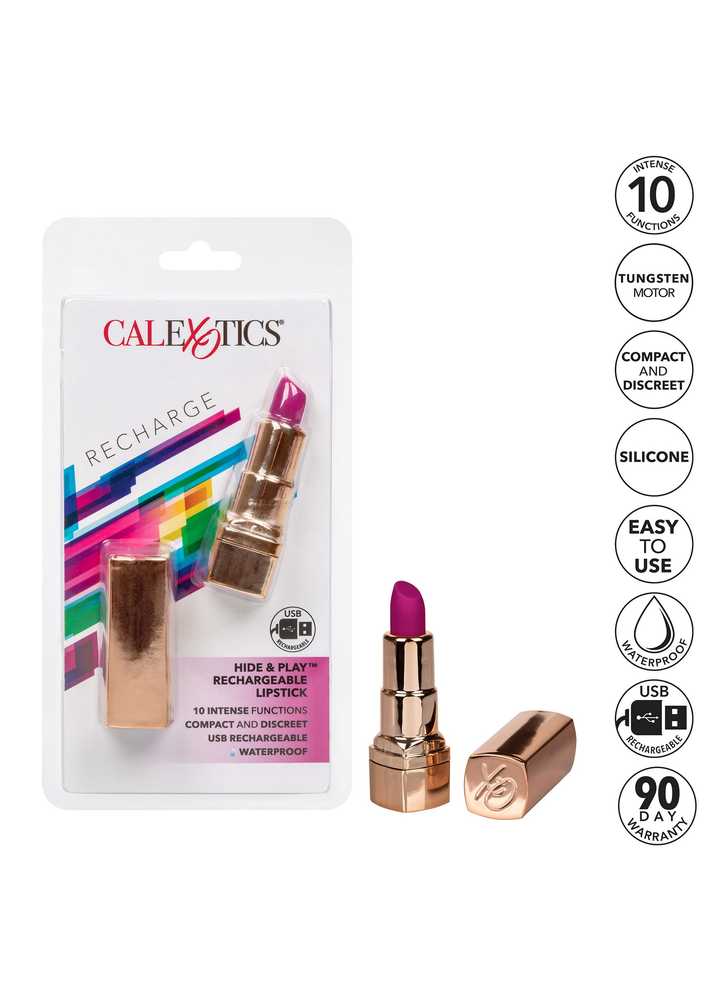 CalExotics Hide & Play Rechargeable Lipstick PURPLE - 4