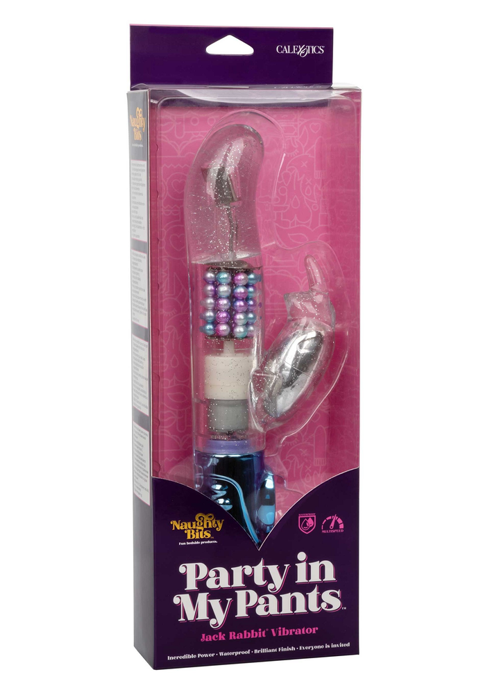 CalExotics Naughty Bits Party in my Pants Jack Rabbit Vibrator TRANSPA - 5