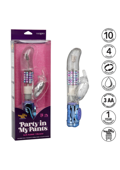 CalExotics Naughty Bits Party in my Pants Jack Rabbit Vibrator TRANSPA - 6