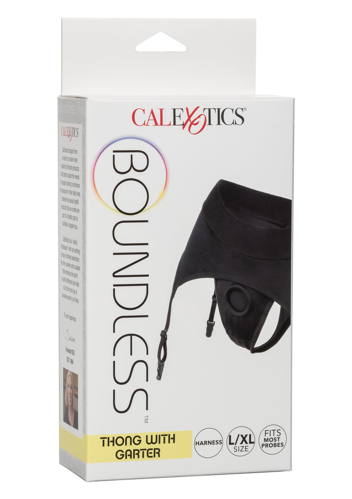 CalExotics Boundless Thong with Garter L/XL BLACK S/M - 2
