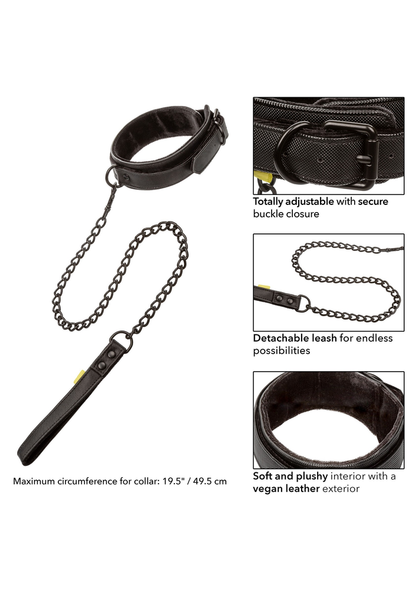 CalExotics Boundless Collar with Leash BLACK - 0