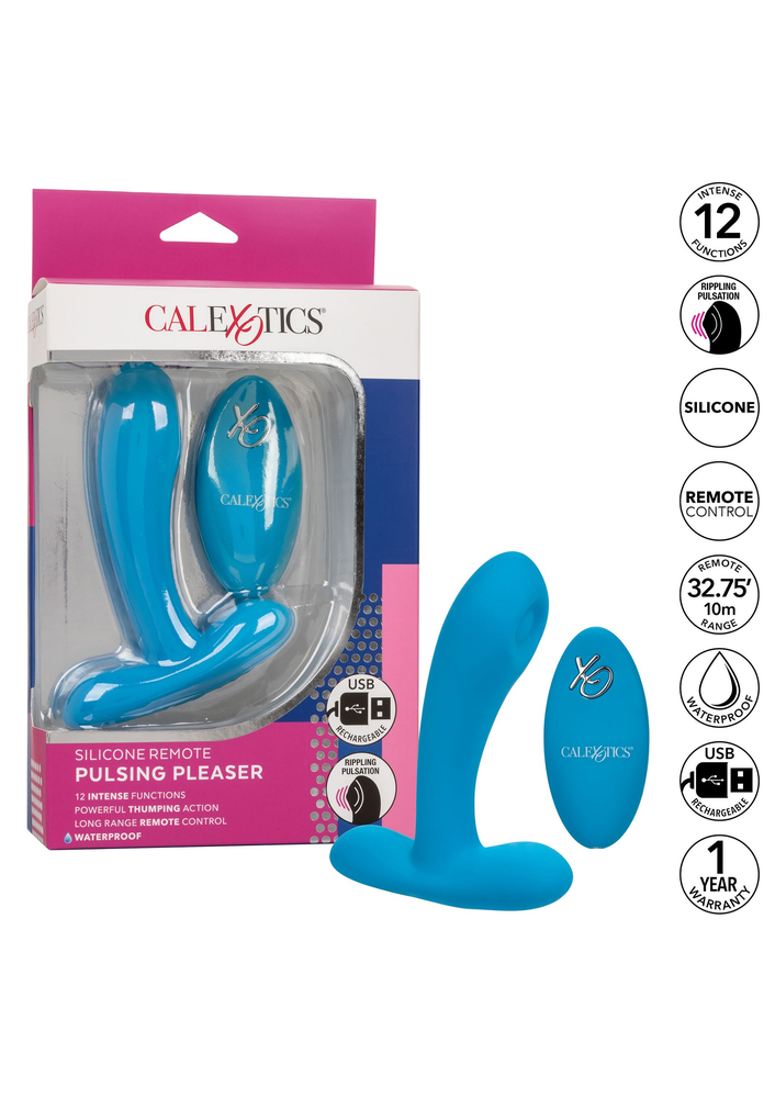 CalExotics Silicone Remote Pulsing Pleaser BLUE - 13