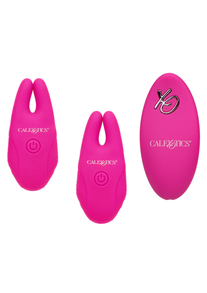 CalExotics Silicone Remote Nipple Clamps PINK - 8