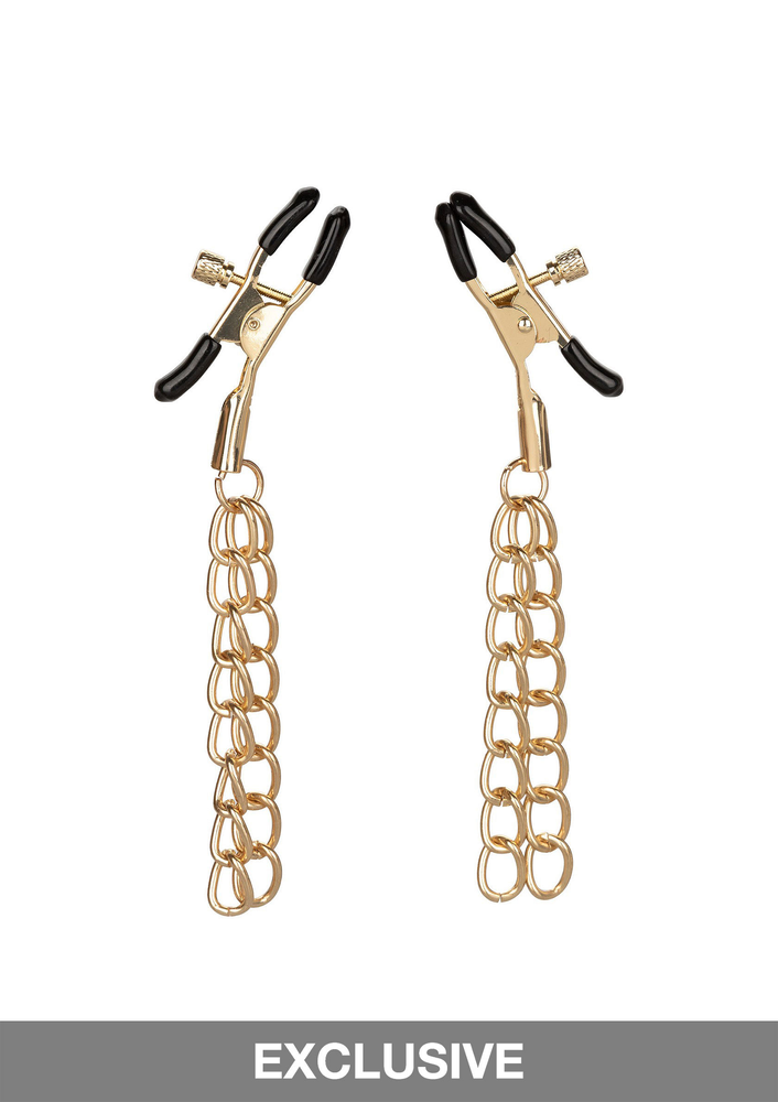 CalExotics Ride 'em Premium Denim Collection Nipple Clamps GOLD - 6