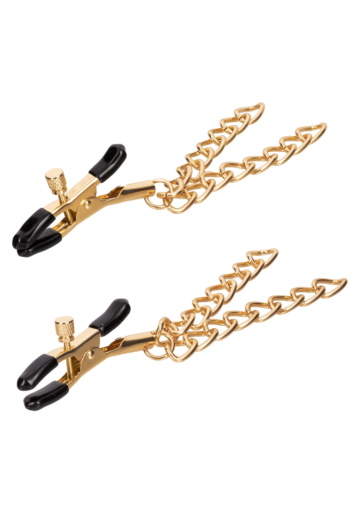 CalExotics Ride 'em Premium Denim Collection Nipple Clamps GOLD - 313