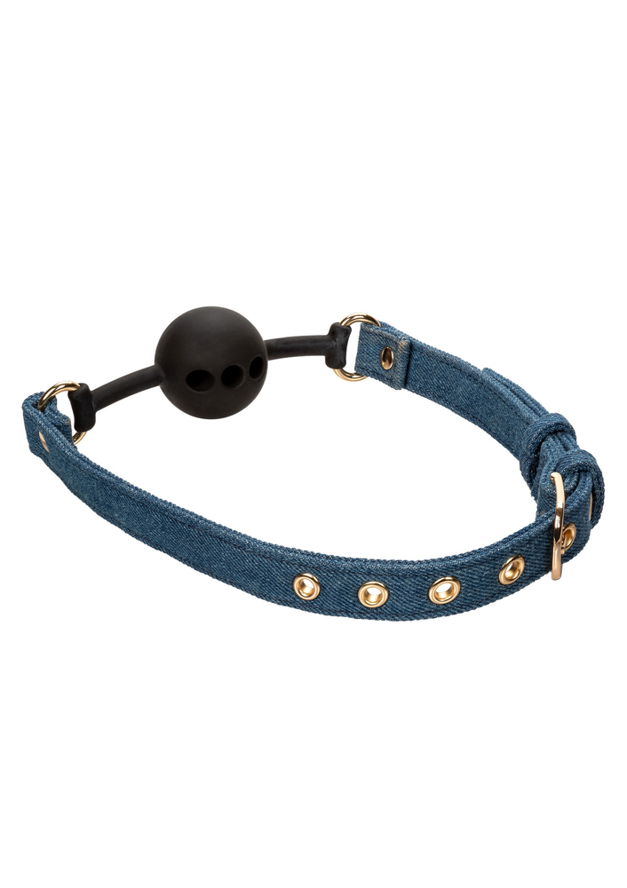 CalExotics Ride 'em Premium Denim Collection Ball Gag BLUE - 326