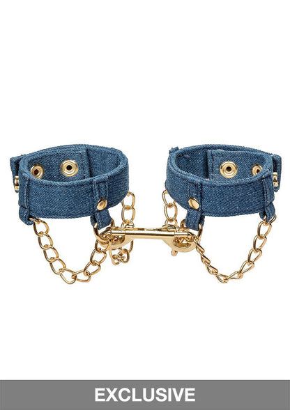 CalExotics Ride 'em Premium Denim Collection Wrist Cuffs BLUE - 2