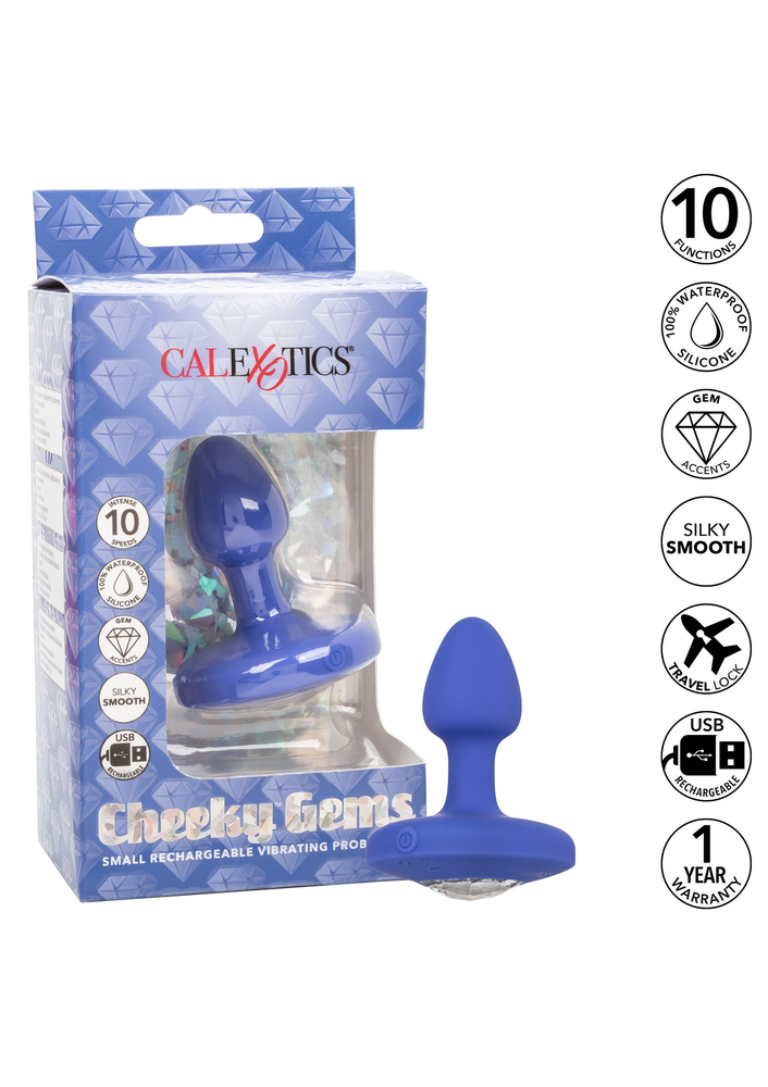 CalExotics Cheeky Gems Small Rechargeable Vibrating Probe BLUE - 8