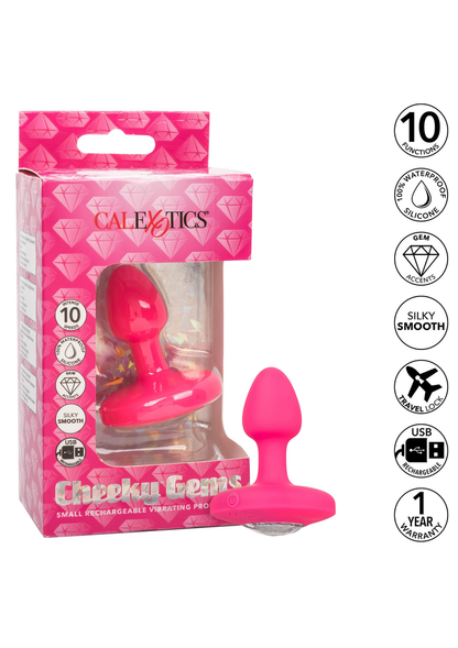 CalExotics Cheeky Gems Small Rechargeable Vibrating Probe PINK - 10