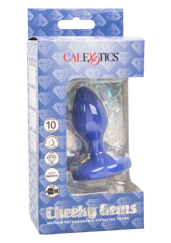 CalExotics Cheeky Gems Medium Rechargeable Vibrating Probe BLUE - 4
