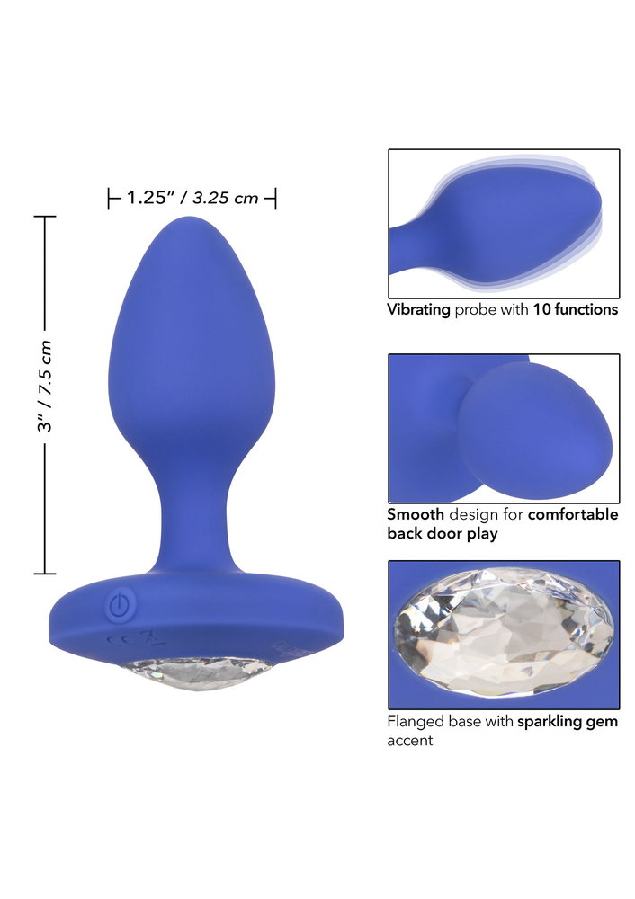 CalExotics Cheeky Gems Medium Rechargeable Vibrating Probe BLUE - 3