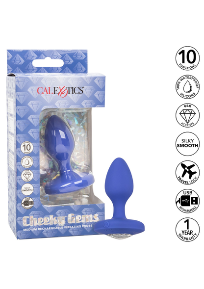 CalExotics Cheeky Gems Medium Rechargeable Vibrating Probe BLUE - 8