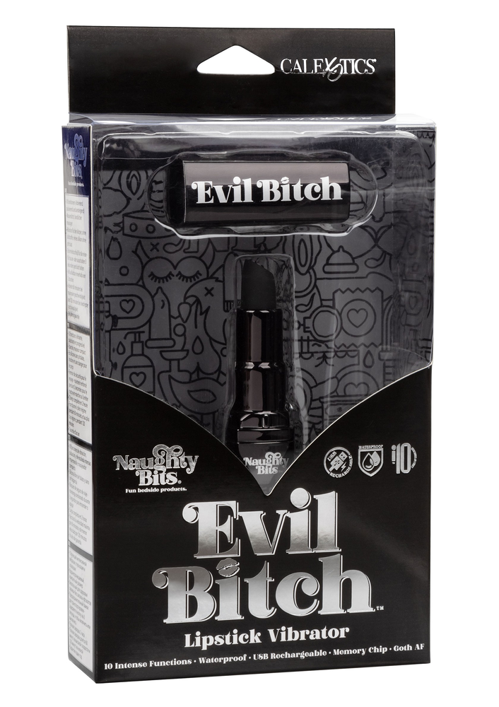 CalExotics Naughty Bits Evil Bitch Lipstick Vibrator BLACK - 5