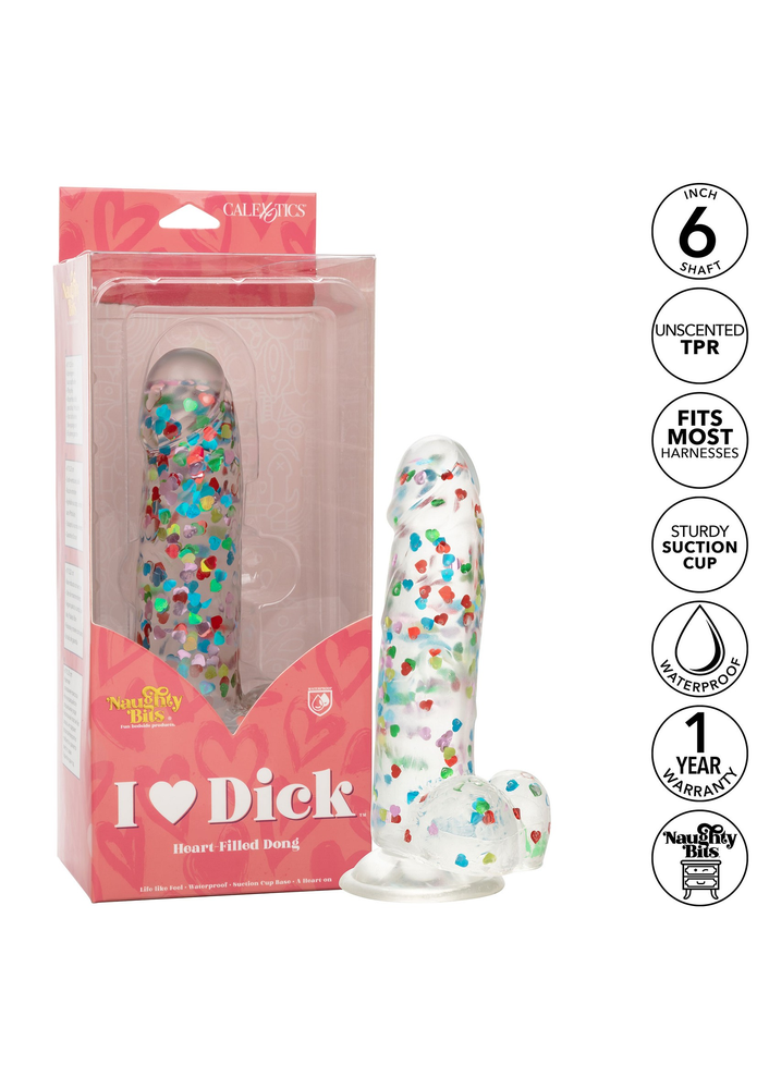 CalExotics Naughty Bits I Love Dick Heart-filled Dong TRANSPA - 5