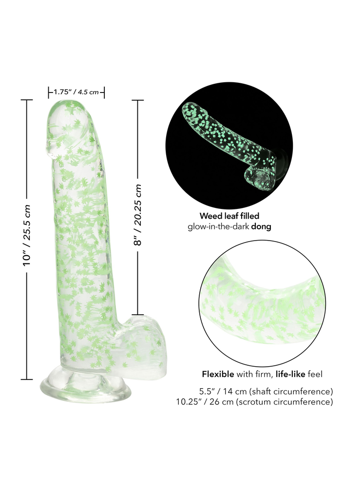 CalExotics Naughty Bits I Leaf Dick Glow-In-The-Dark Weed Leaf Dildo GLOW - 11