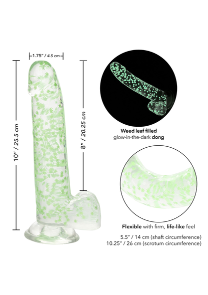 CalExotics Naughty Bits I Leaf Dick Glow-In-The-Dark Weed Leaf Dildo GLOW - 11