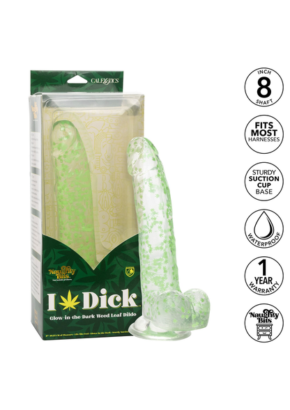 CalExotics Naughty Bits I Leaf Dick Glow-In-The-Dark Weed Leaf Dildo GLOW - 7