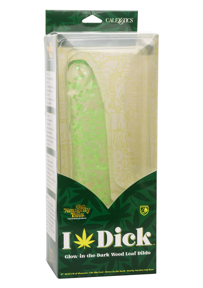 CalExotics Naughty Bits I Leaf Dick Glow-In-The-Dark Weed Leaf Dildo GLOW - 5