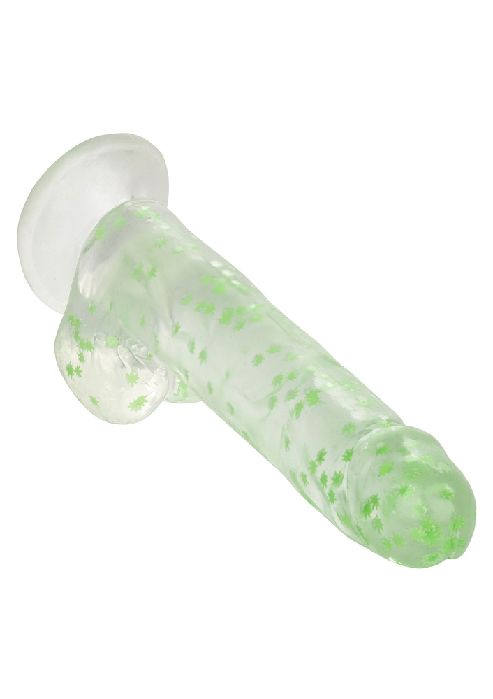 CalExotics Naughty Bits I Leaf Dick Glow-In-The-Dark Weed Leaf Dildo GLOW - 0