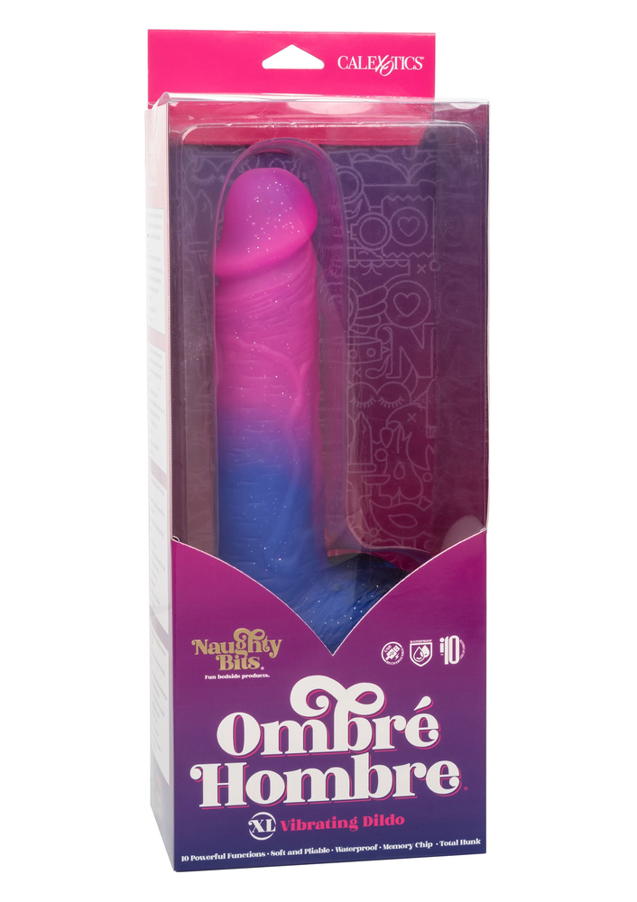 CalExotics Naughty Bits Ombré Hombre XL Vibrating Dildo PINK - 9