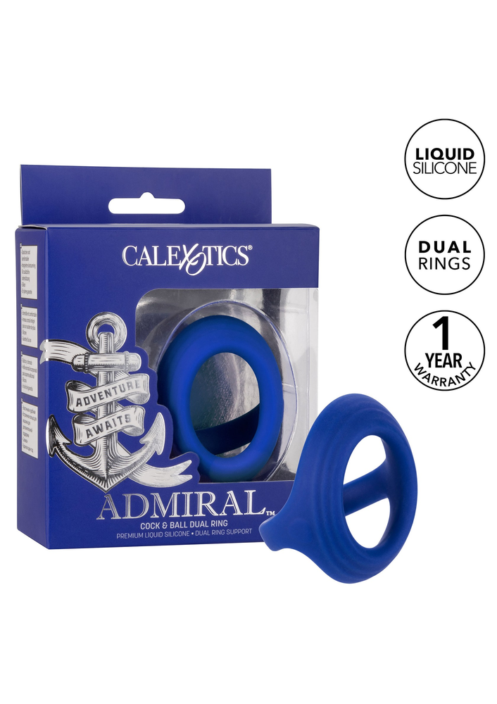 CalExotics Admiral Cock & Ball Dual Ring BLUE - 8