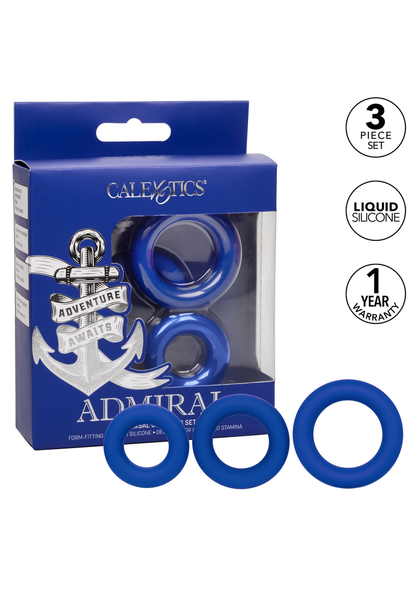 CalExotics Admiral Universal Cock Ring Set BLUE - 9