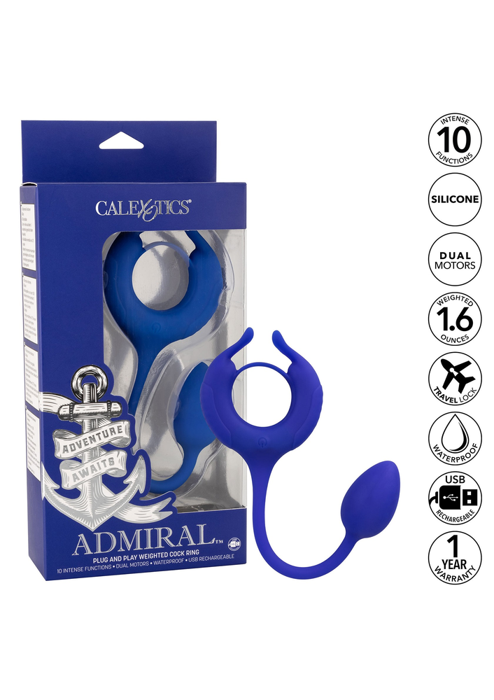 CalExotics Admiral Plug and Play Weighted Cock Ring BLUE - 3